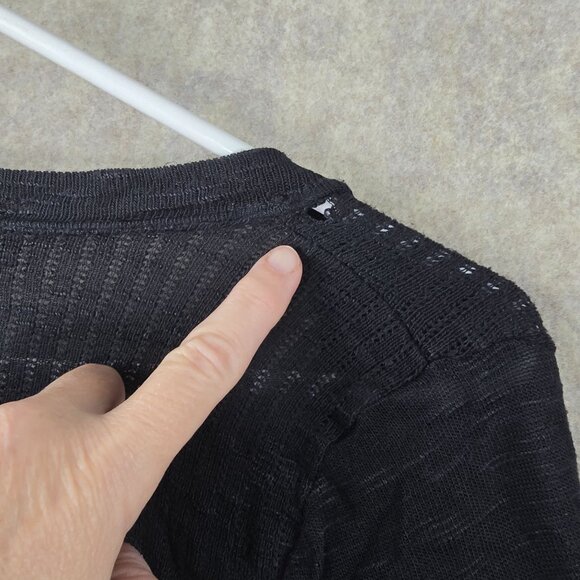 Black Open-Front Lightweight Cardigan With Blue & Black Plaid Infinity Scarf - Picture 4 of 9